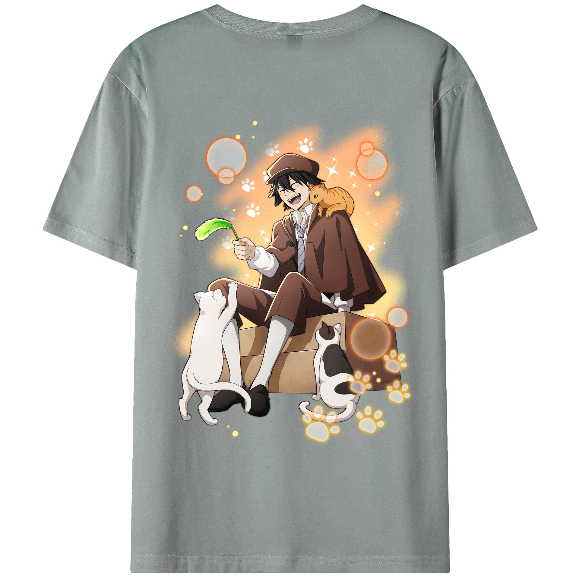 （画像用） 文豪ストレイドッグス Bungo Stray Dogs 綿100％ メンズ半袖Tシャツ（バックプリント） 通気性